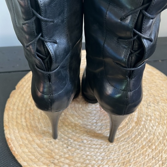 Latitude Leather Lace back detailing Southwestern Knee High Boots Size 38 - Picture 11 of 13